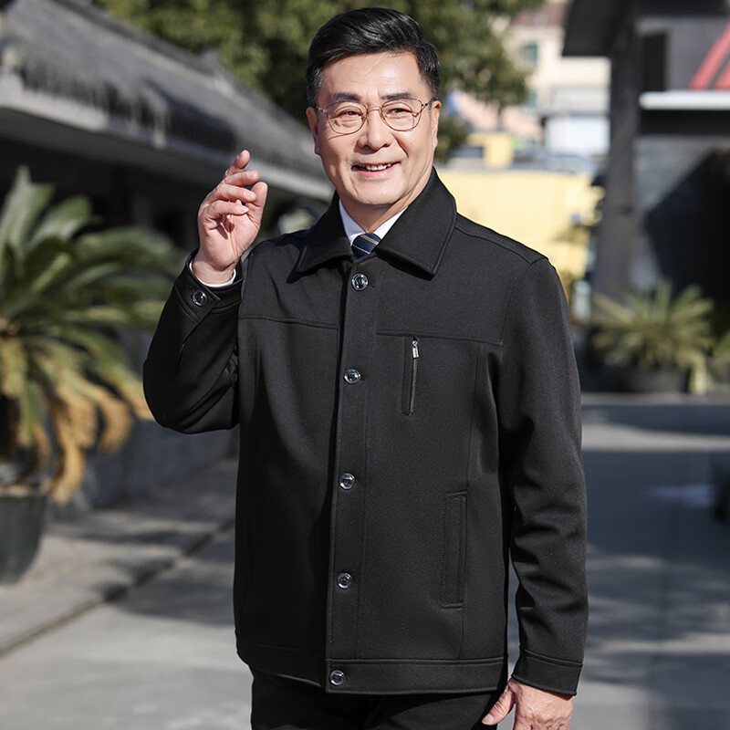 思圭中老年爸爸春天外套老年人男春秋薄款夹克衫60岁男装装70岁爷爷