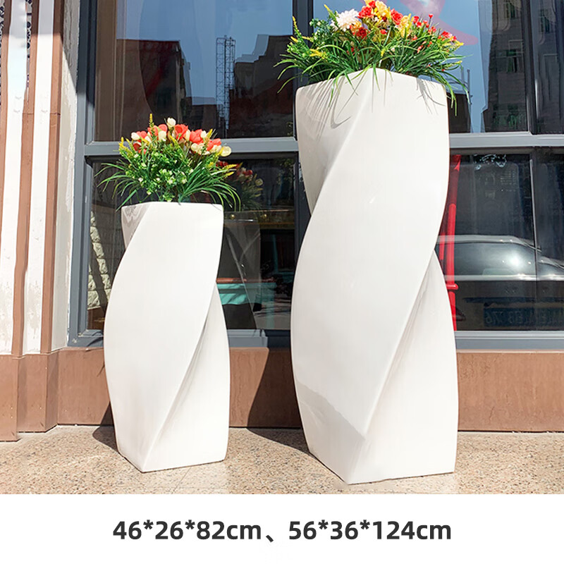 萦景芊玻璃钢花盆组合酒店异形大花瓶方形花箱商场户外公园花器摆件