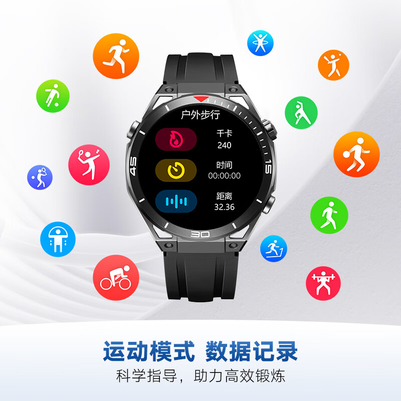 Jeep吉普智能手表男女多功能运动手表免插卡通话离线支付测心率血氧 炫酷黑Black