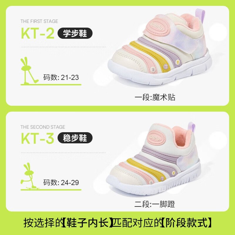 卡特兔宝宝学步鞋婴幼儿棉鞋男女童冬季加绒保暖运动鞋1-5岁童鞋 黄粉(加绒) 24 内长14.5cm 脚长13.6-14.2
