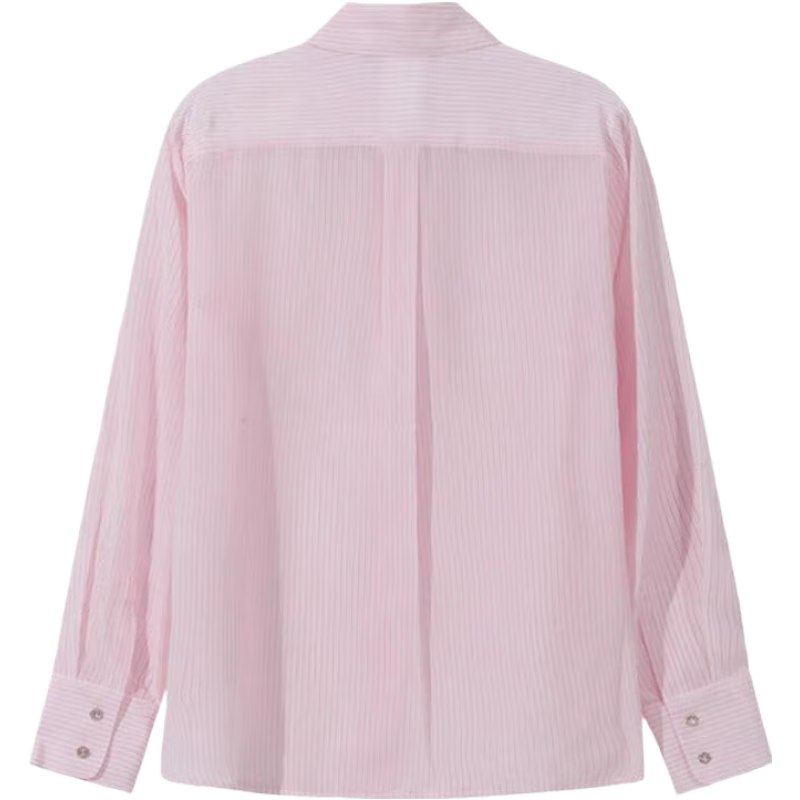 MAX MARA麦丝玛拉 maxmara 女士桑蚕丝薄款绉绸男友风长袖衬衫女装 GONG 001 16111031 粉色条纹 40 /s-m