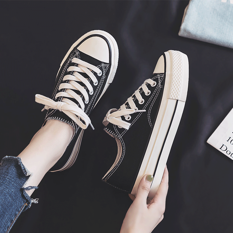 twtckpi高颜值百搭少女孩平底鞋女初高中学生平板鞋潮流春季厚底帆布