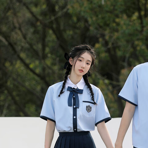 毕业照衬衣班服套装学院风初高中大合唱比赛朗诵演出服 女衬衫领带 s
