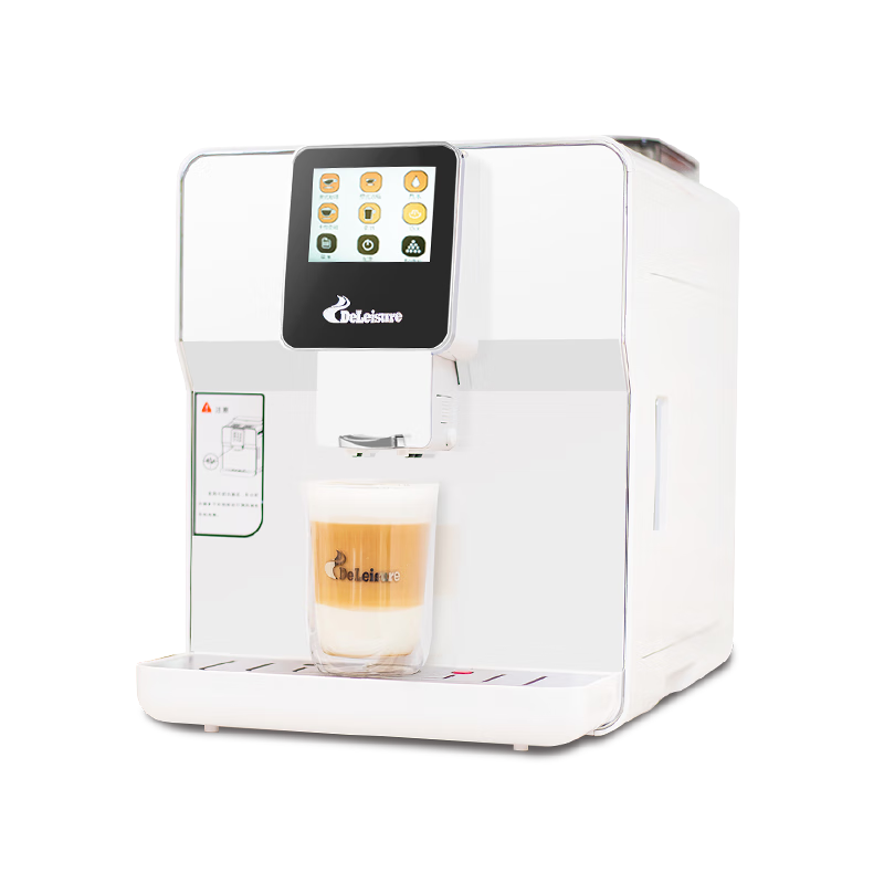 德颐（DEYI）DE-320触摸彩屏全自动咖啡机/家用商用办公室/现磨豆一键意式美式花式咖啡自动奶泡自动清洗双锅炉 白色 咖啡机官方标配