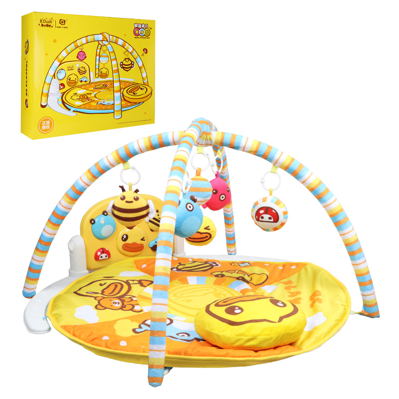 B.Duck小黄鸭 宝宝脚踏琴新生婴儿健身架器 宝宝音乐游戏毯爬行毯玩具WL-BD042