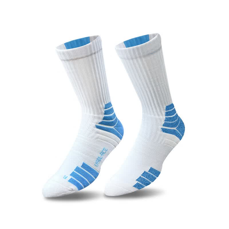 袜吸汗防滑精英毛巾底运动长袜高帮长筒加厚专业实战高帮袜子 白蓝 37