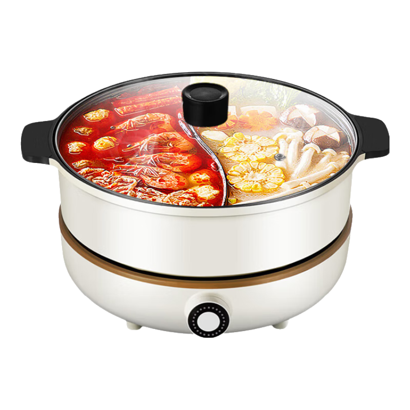 九阳（Joyoung）电火锅分体式火锅专用锅家用2100W大功率鸳鸯锅3-4人电热锅4.5L电磁加热多功能电煮锅C21-HG3 4.5L 【IH电磁加热 大火速沸】