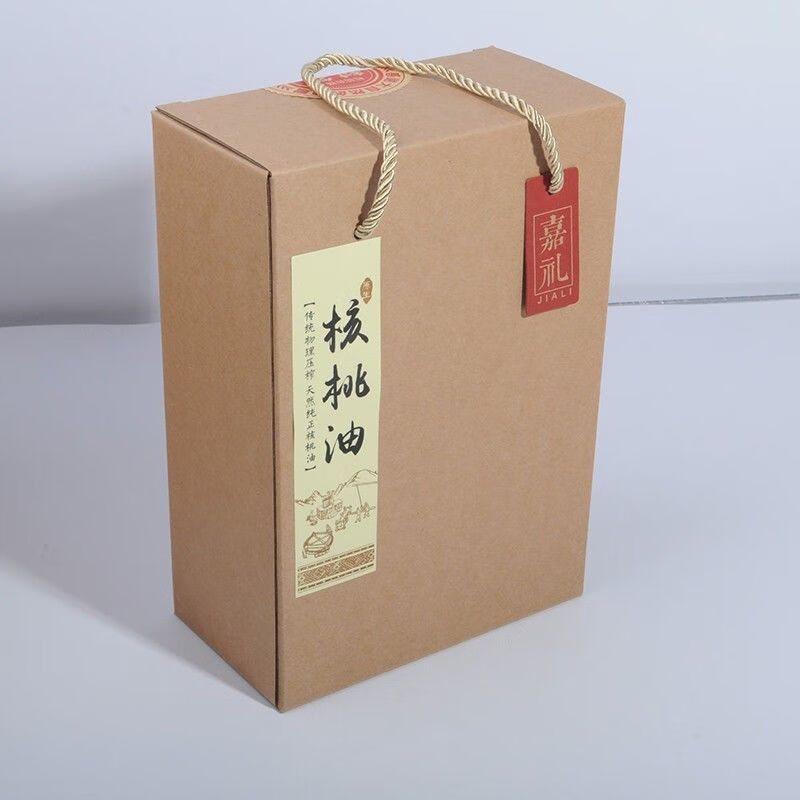 恒棘牛皮纸色包装盒山茶油纯色核桃油芝麻油2斤香油长方形礼品盒 250