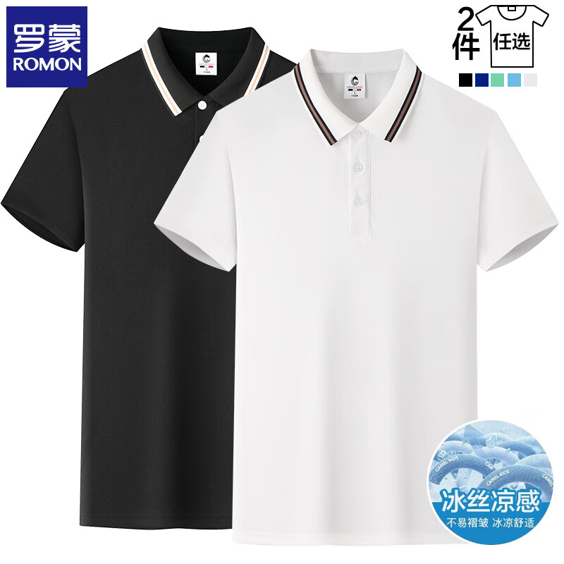 ���ڲ��������ɣ�ROMON����˿����t���з����ļ�������������͸����ʿpolo����������� ��ɫ+��ɫ 4XL (��������185-200��)