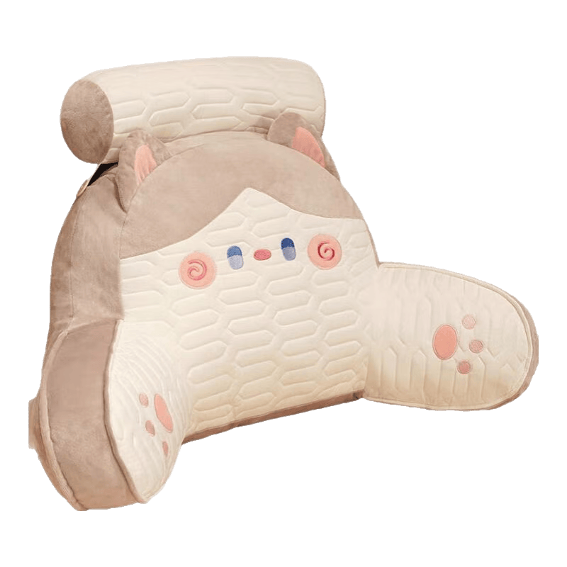 達(dá)克鴨靠枕床頭靠墊軟包大靠背墊沙發(fā)床上護(hù)腰抱枕宿舍辦公室椅子 奶咖抱抱貓（夏涼冰絲透氣面料） 含枕芯 60cm*40cm含枕芯【可拆洗】中號