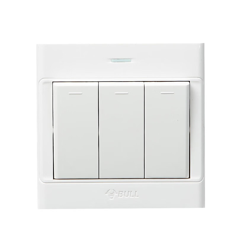公牛 g09k311y明装开关 三位单极带荧光开关86型开关面板