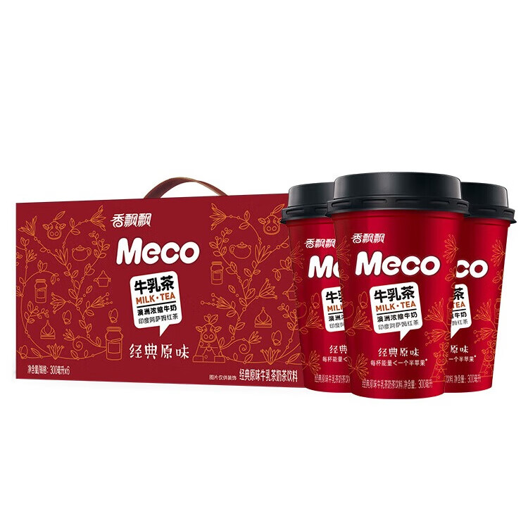 香飘飘【时代少年团同款】Meco果茶饮料即饮0脂减负现萃原叶茶箱装囤货 牛乳茶 300mL*6杯