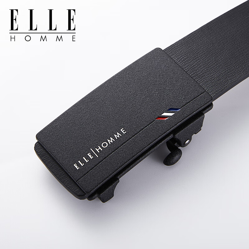 ELLE HOMME男士皮带男真皮无牙自动扣腰带商务裤带高档生日圣诞礼物送男友 【专柜礼盒】磨砂扣头-902047 125cm (180斤-200斤适用)