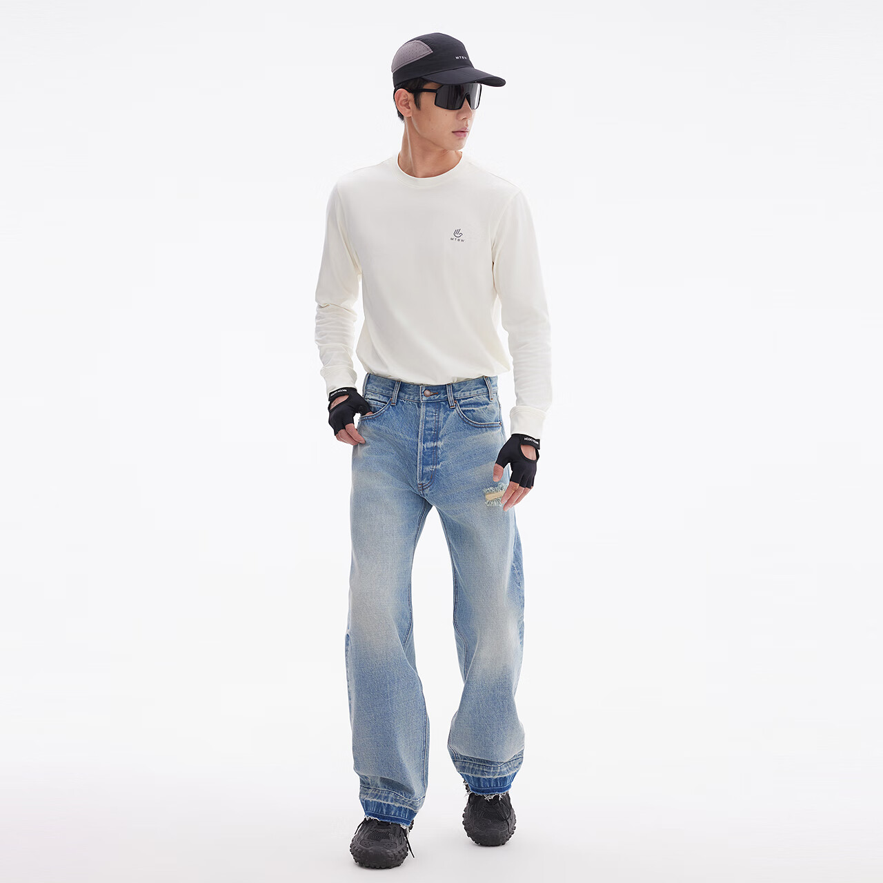 美特斯邦威[商场同款]牛仔裤男2025秋冬新款潮酷复古户外直筒裤男 浅蓝 M 170 78A