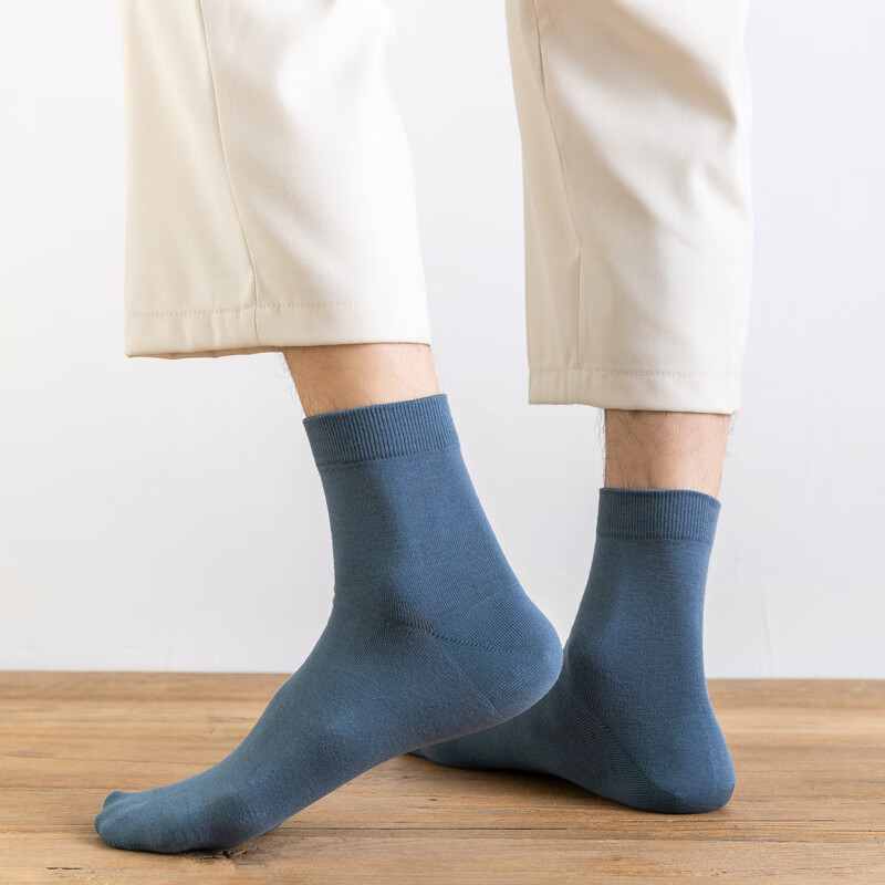 CK长袜子男士纯棉中筒吸汗透气运动商务休闲防臭弹力款式男袜子 W6CK 2黑+2墨蓝+2深灰 6双 均码 推荐40.5-44.5