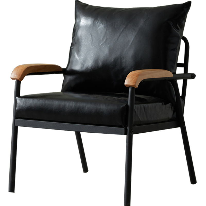 初学者 沙发椅铁艺沙发北欧家用休闲椅布艺懒人沙发椅发客厅阳台皮艺椅子 917-黑色【PU款】 单人位