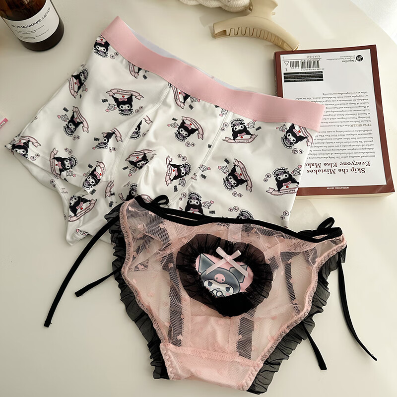 贝普蒂情侣款蕾丝系带小恶魔情侣内裤一男一女可爱三角裤性感纯欲 黑