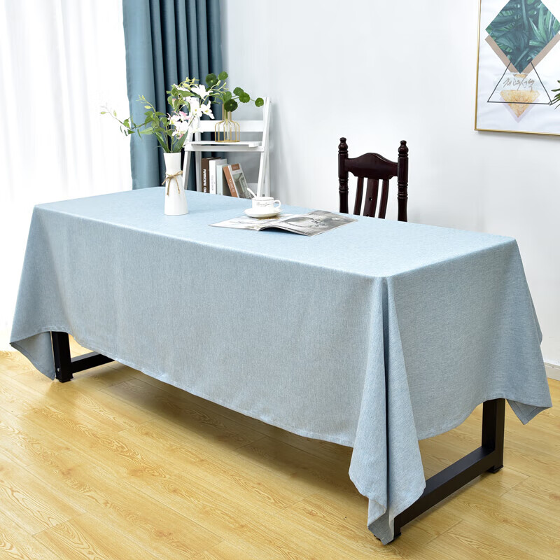 宾颂纯色棉麻会议桌桌布布艺长方形轻奢感防水防油茶桌大台布定制 浅
