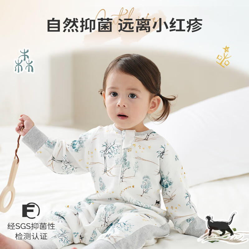 Cutelife婴儿睡袋竹棉纱布分腿睡袋婴幼儿童四季通用防踢被四层夹棉透气 【六层竹棉】啄啄鸟-全纱布(室温20-24度) 110码 /身高105-115cm【4-5.5岁】