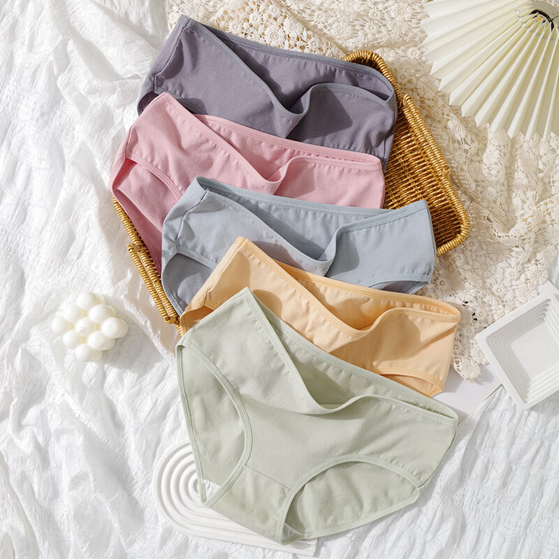兰婷儿内裤女中腰纯棉舒适透气简约底裤柔软纯色甜美少女学生三角裤包臀 颜色随机1条惠 2XL 130-150斤
