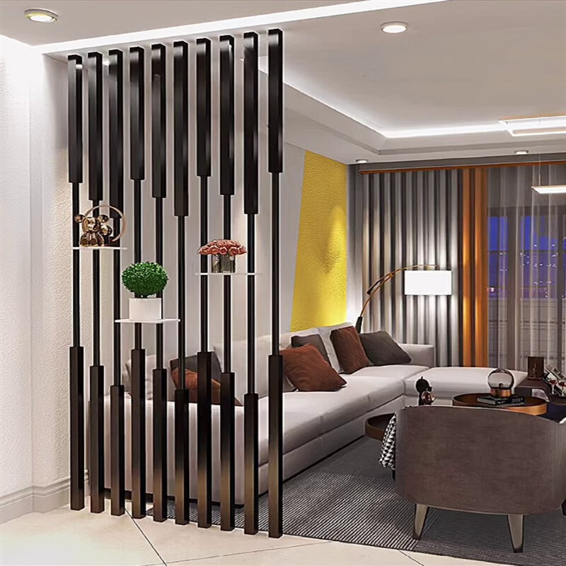 妙普乐铁艺隔断格栅轻奢屏风隔断现代客厅室金属格栅装饰墙免打孔小户
