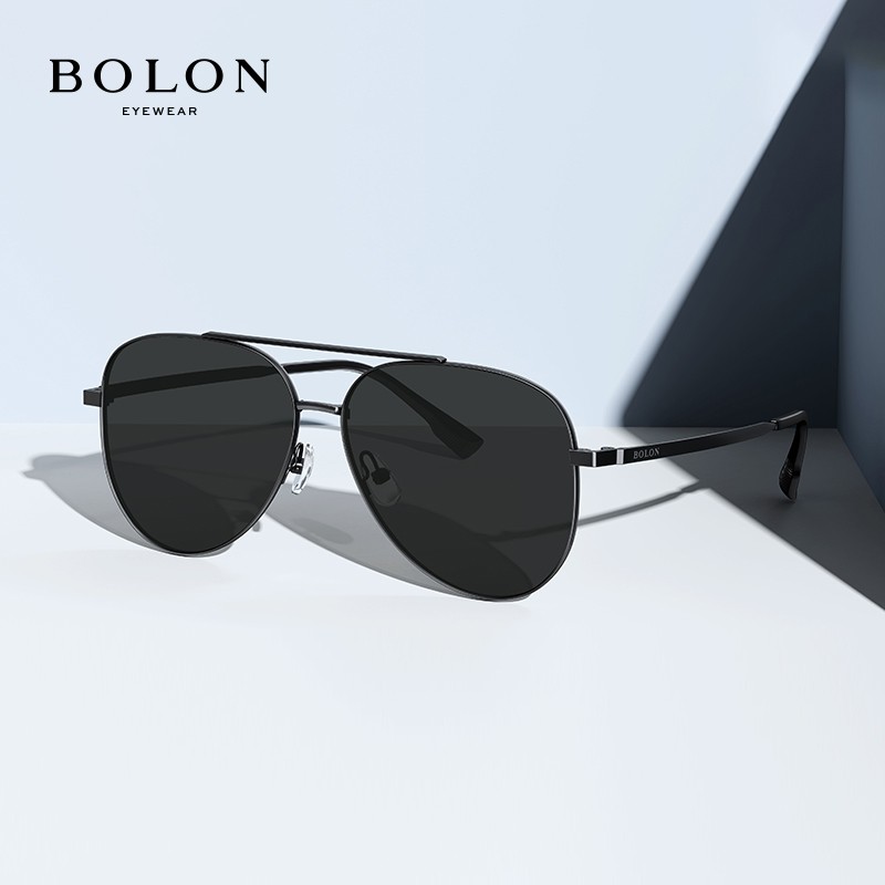 暴龙(BOLON)眼镜太阳镜飞行员偏光镜金属驾驶墨镜男开车BL7183 C10-半光哑黑