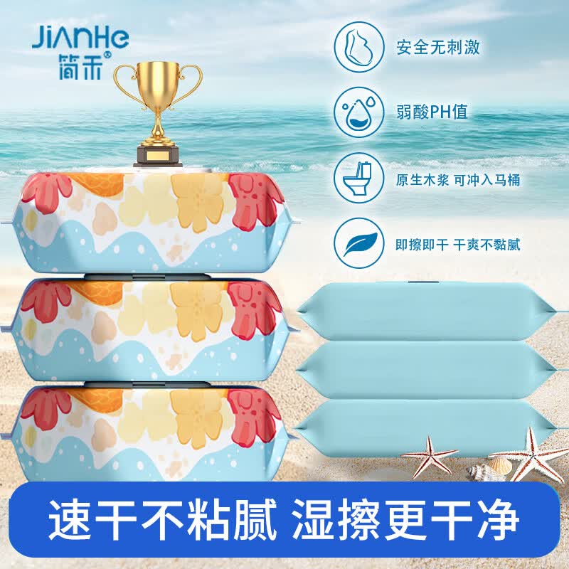 简禾纯水湿厕纸方便出行如厕清洁卫生湿纸巾擦屁股特殊时期日常护理 【贝壳款可降解1箱】80抽*3包