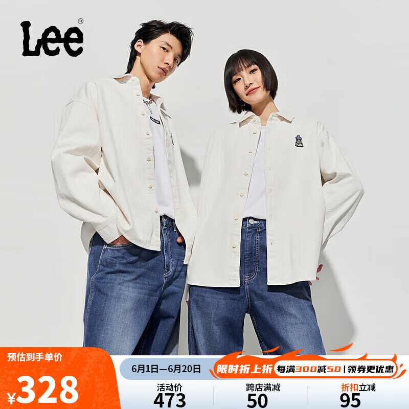 Lee23秋冬舒适版白色灯芯绒男女同款衬衫 白色 XL 
