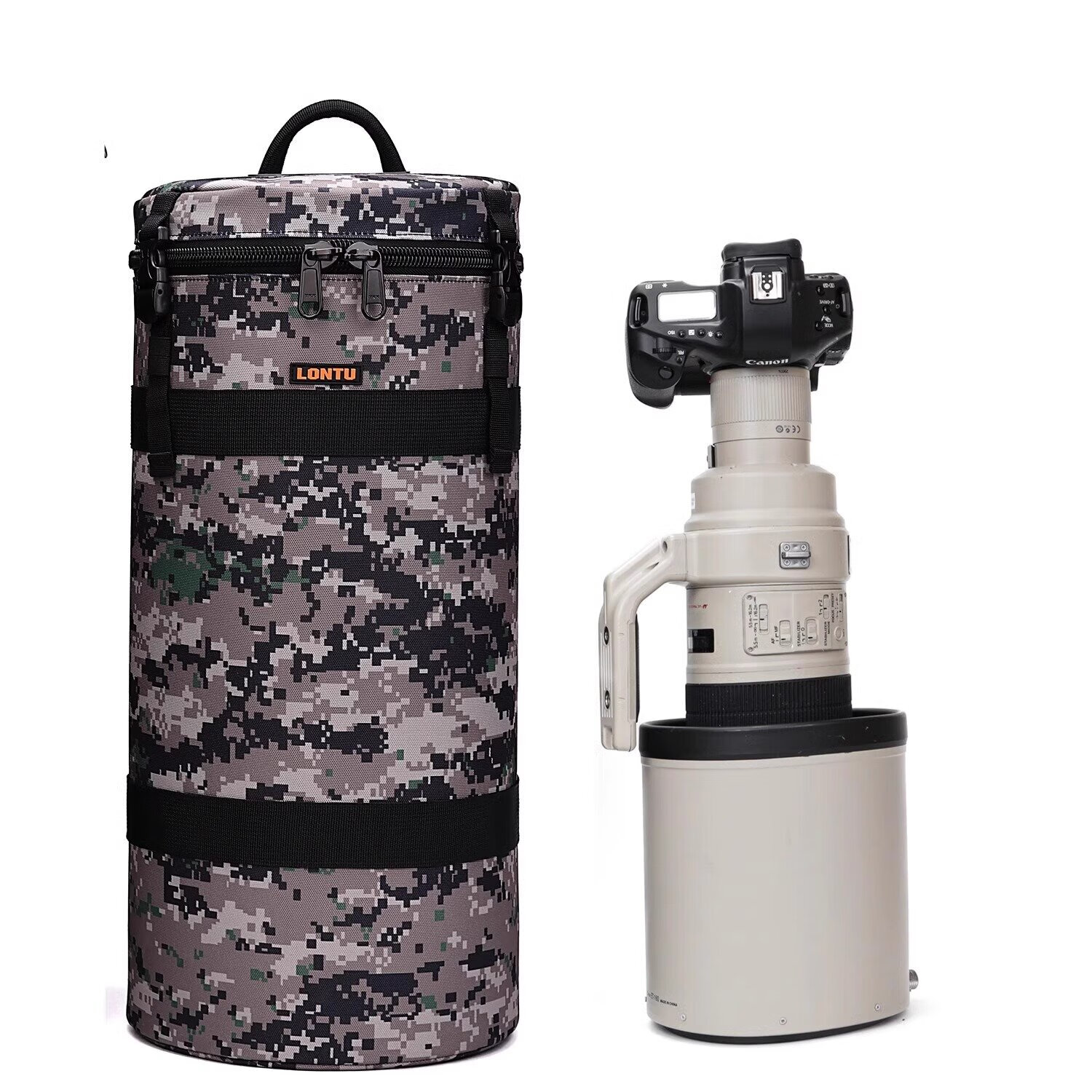 LONTU专业600定长焦镜头筒800打鸟相机内胆保护套400双肩斜跨单摄影包 黑色：RF1200加机器使用