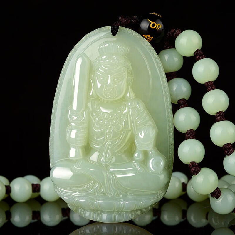 京莹和田玉本命佛吊坠男女款十二生肖守护菩萨项链本命年送男女友礼物 生肖鸡-不动尊菩萨【手工雕刻】