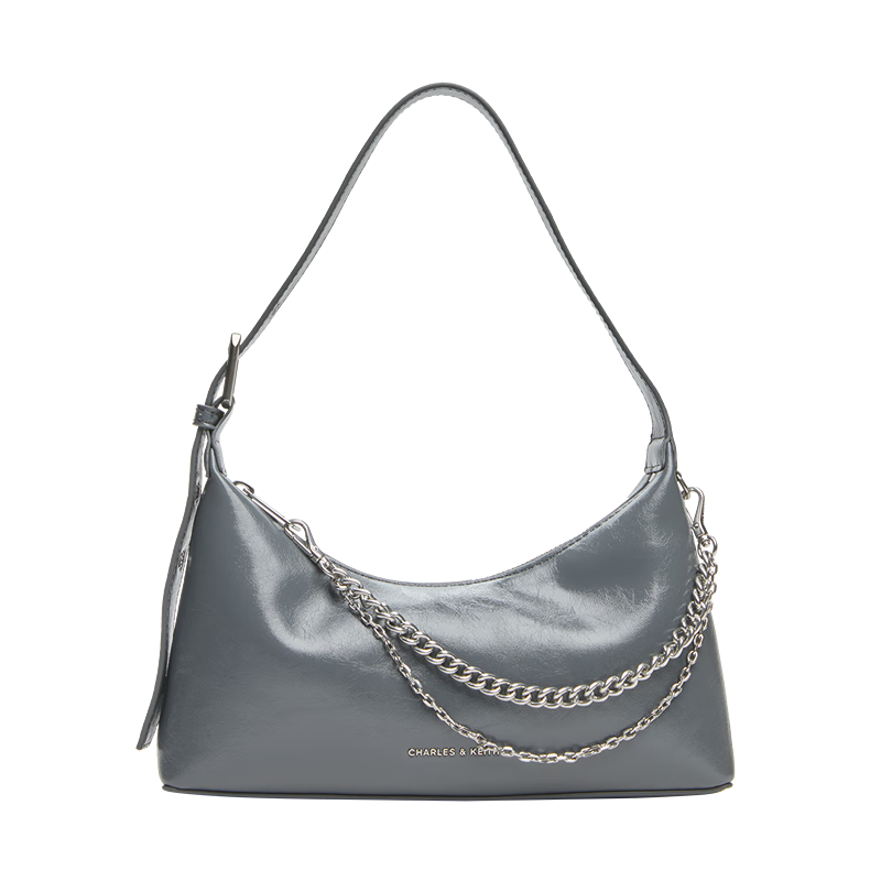 CHARLES&KEITH24冬新品柔軟拉鏈?zhǔn)絾渭珩薨櫼赶掳瓹K2-40782472 Grey灰色 S