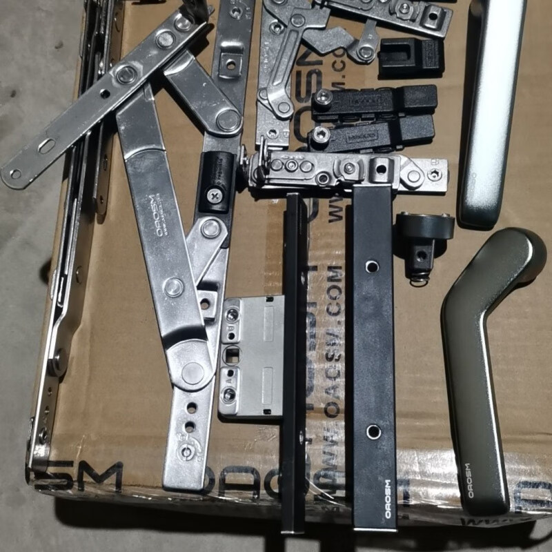 oaosm霍曼外开窗纱一体五金配件整套门窗锌合金执手窗纱铰链 无基座