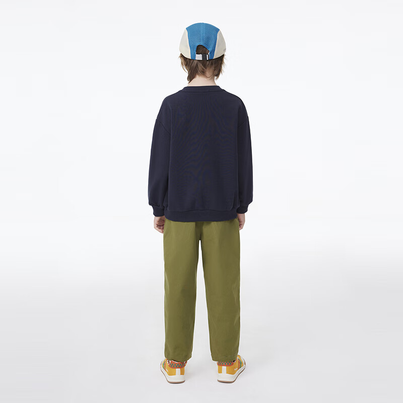 MQD童装男童休闲裤复古潮酷儿童户外工装风运动长裤子 军绿 130