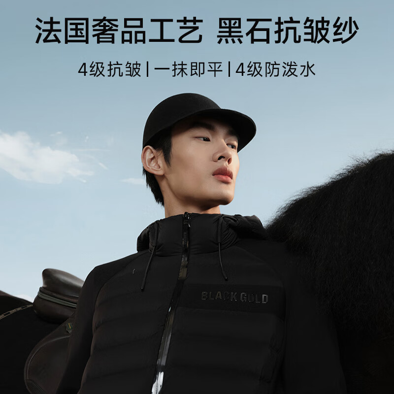高梵黑金鹅绒服小黑金4.0蓄热2024年新款男士秋冬轻薄短款羽绒服 黑色 XL