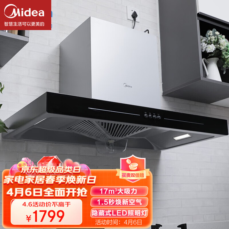 美的 midea cxw-220-tjd2油烟机 17m06大吸力 欧式 家用抽油烟机