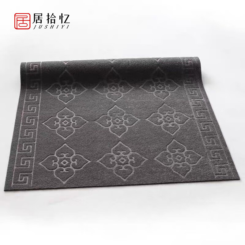 防滑垫压花拉绒地毯绒面吸水迎宾垫走廊pvc橡胶开业加厚印花地毯 灰色
