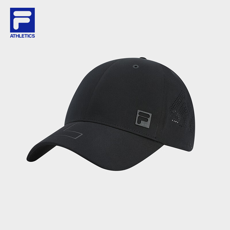 FILA 斐乐情侣款男士女士棒球帽2025夏新款健身运动遮阳帽鸭舌帽 正黑色-BK XS