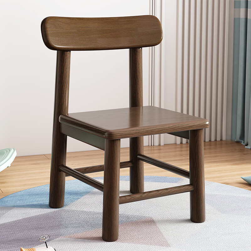 实木靠背椅家用木头櫈茶几小板凳木凳子学生课桌椅凳子换鞋凳 胡桃色