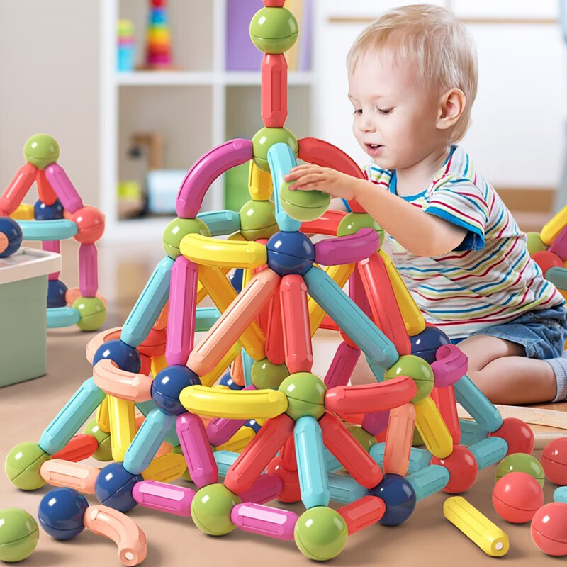 钒象智科百变磁力棒片大颗粒玩具智力拼图儿童启智积木拼装磁铁宝