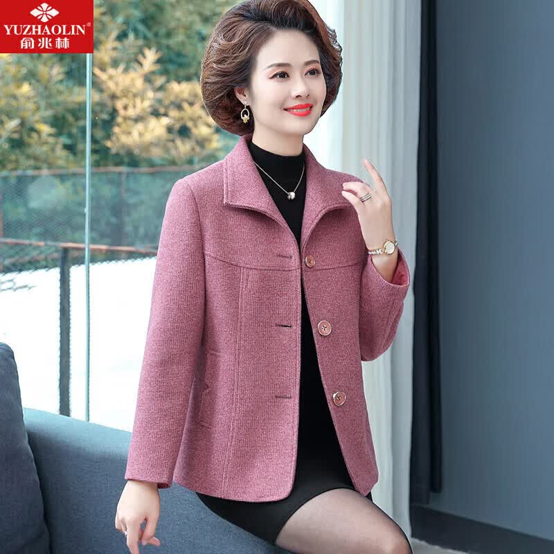俞兆林中老年女装春秋装妈妈装外套开衫薄款呢大衣老年人衣服Y22KF3390属于什么档次？