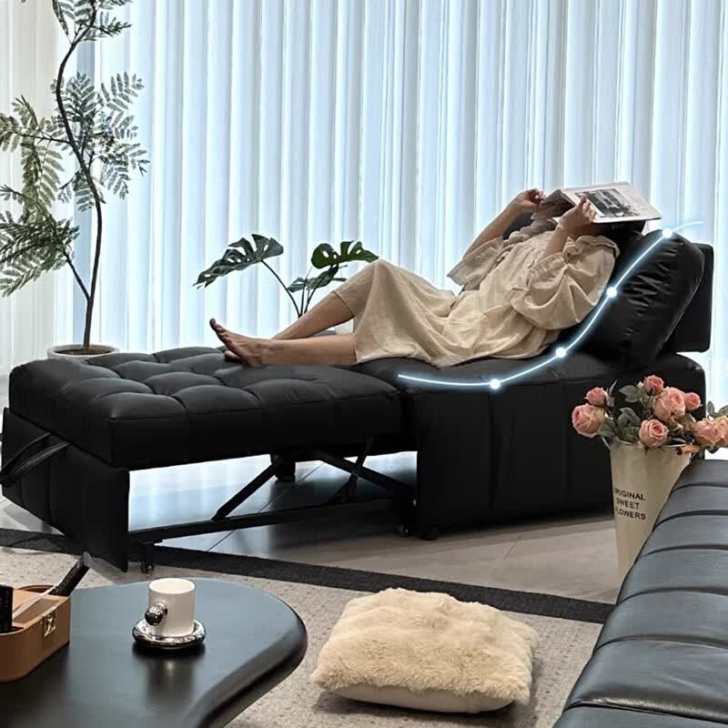 鼎禾泡芙折叠沙发床单双人两用2026新款小户型客厅休闲坐卧伸缩床 【米白色】1.2米沙发床 猫抓皮【顺丰送货上门】