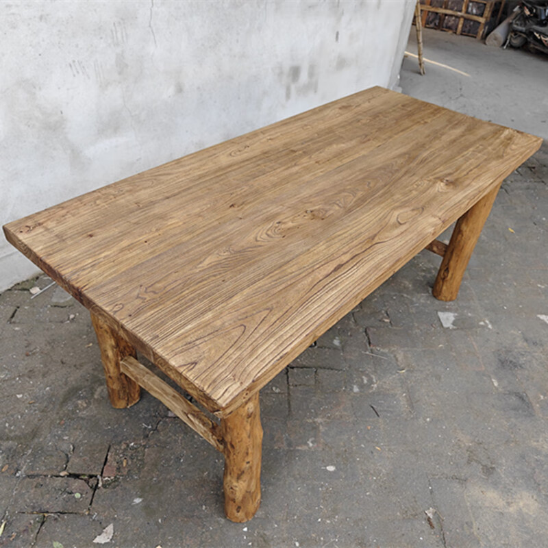 溥畔定制老榆木桌子实木板原木桌面吧台复古茶桌茶台餐桌家用长桌书桌