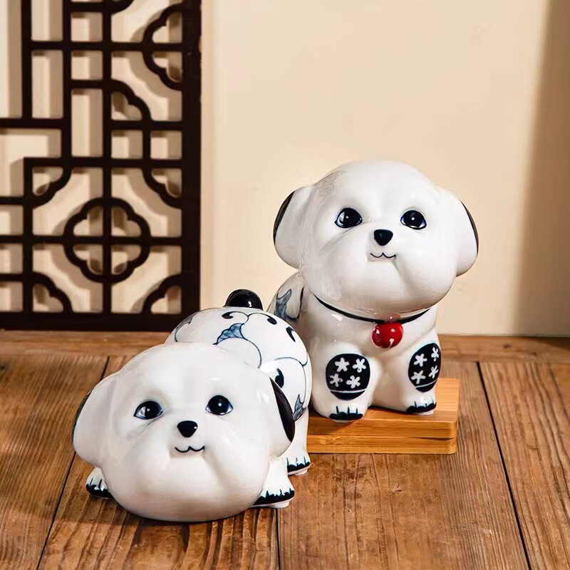 摆件客厅酒柜电视柜装饰品卡通儿童房摆设乔迁礼物 富贵旺旺左边一只