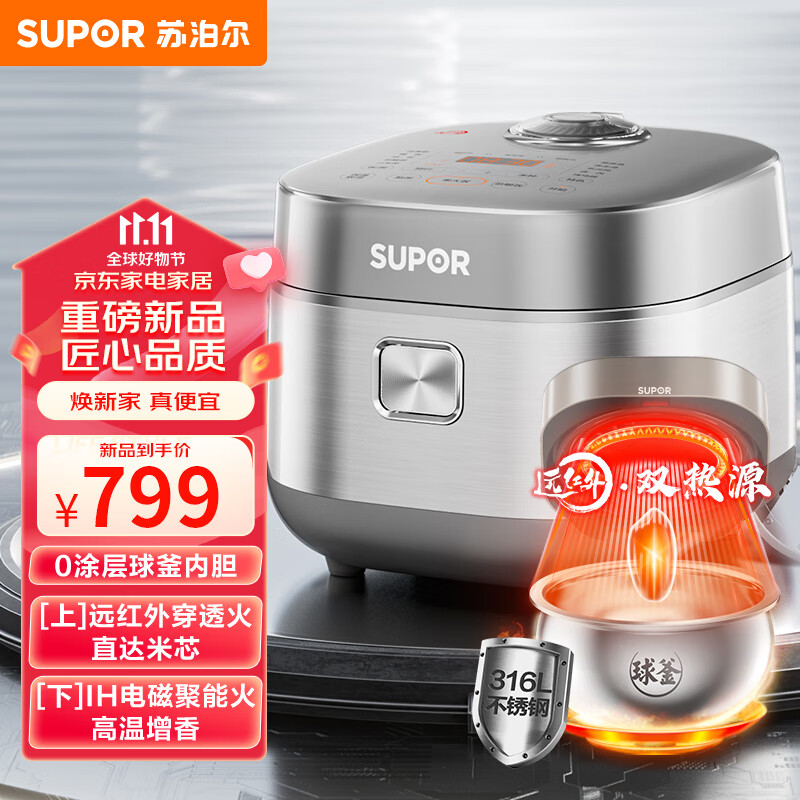 苏泊尔（SUPOR）第三代0涂层 4升3-8人无涂层不粘电饭煲电饭锅 1300W电磁IH加热不锈钢内胆电饭煲家用SF40HC782使用感如何?
