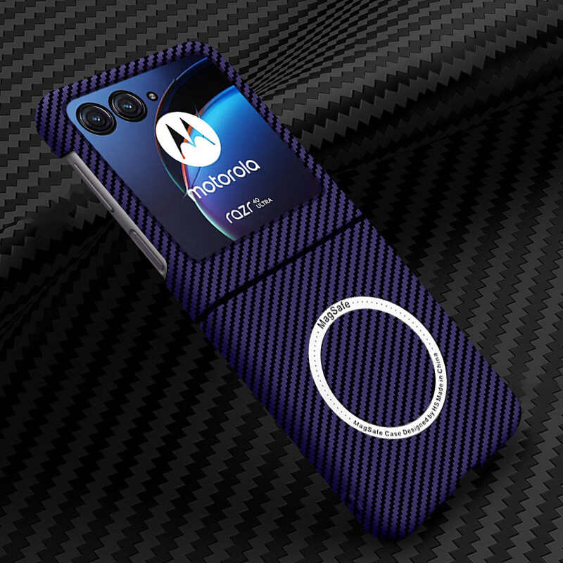 一芯相守 摩托罗拉razr 40ultra手机壳碳纤维纹无线充磁吸折叠屏 暗