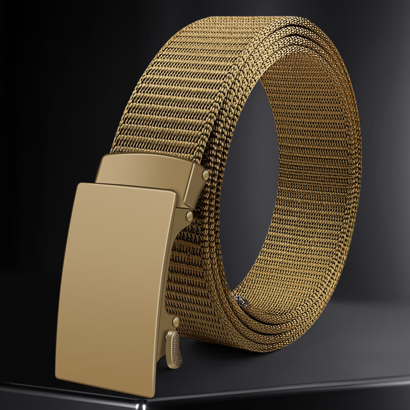 歌带盾男士休闲百搭加长编织腰带男款户外运动时尚裤腰带简约潮流腰带 香槟色【香槟扣】 160cm