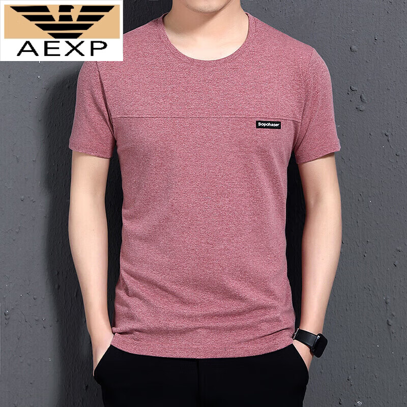 AEXP阿玛EA7XP尼旗下新款圆领短袖t恤男中年夏装冰丝宽松休闲男装 1612皮红 165