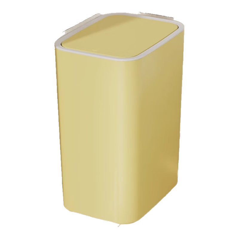 飞达三和垃圾桶家用卫生间客厅厨房大容量夹缝垃圾桶按压开盖厕所壁挂纸篓 【壁挂款】橄榄黄-中号