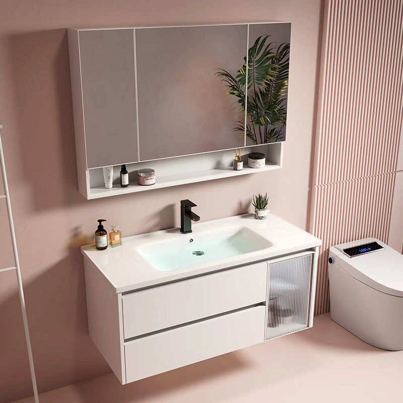 柜组合卫生间洗手盆洗脸盆一体陶瓷洗漱台池面盆 60陶瓷盆 龙头套餐