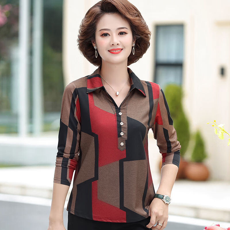 慎雅春天衣服女衬衣高级质感中年妈妈秋装长袖衬衫上衣中老年女装春秋